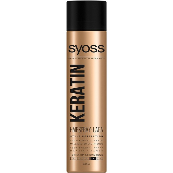 Syoss Hairspray Keratin Επαγγελματικό Δυνατό Κράτημα για Μαλλιά Γεμάτα Ζωντάνια & Λάμψη 400ml