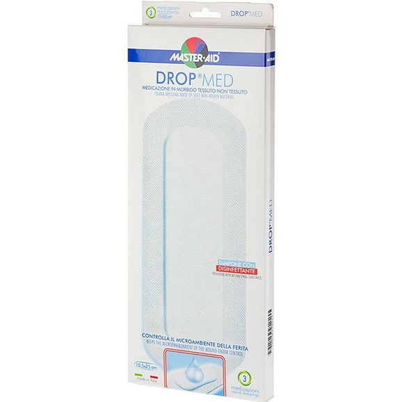 Master Aid Drop Med Woundpad with Antibacterial Substance 10.5x25cm 5 Τεμάχια
