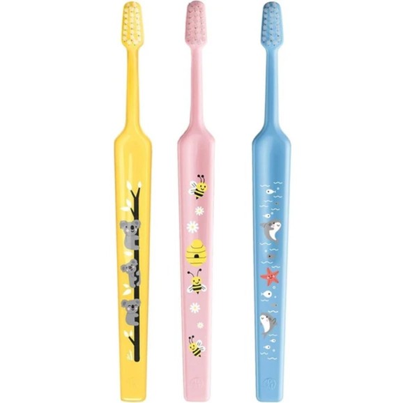 TePe Mini Extra Soft 0-6 Years Toothbrush 3 Τεμάχια - Κίτρινο/ Ρόζ/ Γαλάζιο