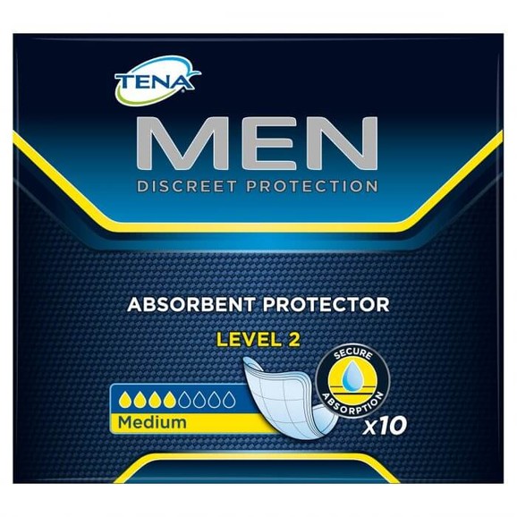 Tena Men Absorbent Protector Level 2 Διακριτική και Ασφαλής Προστασία για την Αντρική Μέτριας Μορφής Ακράτεια 10τμχ Tena Men Absorbent Protector Level 2 Διακριτική και Ασφαλής Προστασία για την Αντρική Μέτριας Μορφής Ακράτεια 10τμχ