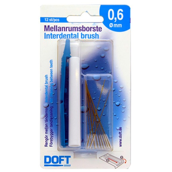 Doft Interdental Brush Μεσοδόντια Βουρτσάκια 0.6mm Γαλάζιο 12 Τεμάχια