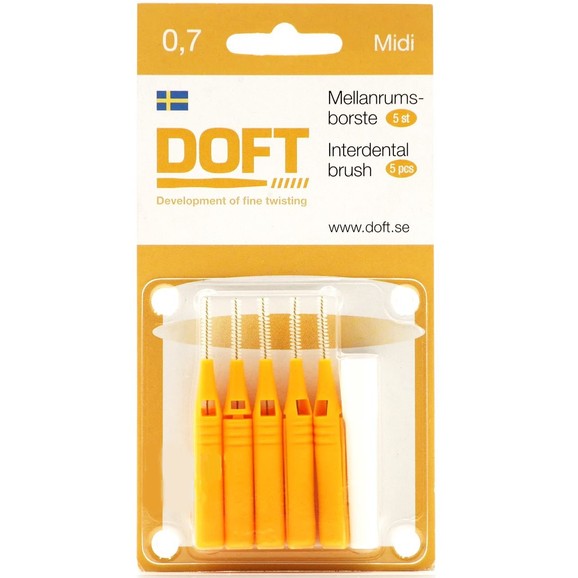 Doft Envelope Midi Interdental Brushes 5 Τεμάχια - Μέγεθος 0.7mm Πορτοκαλί