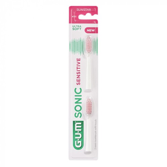 Gum Sonic Sensitive Battery Ultra Soft Toothbrush Heads 2 Τεμάχια