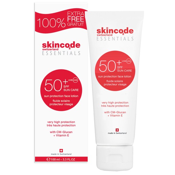 Skincode Sun protection face lotion Spf50+ Αντηλιακή Κρέμα Ανθεκτική Στο Νερό Και Τον Ιδρώτα 50ml + Δώρο 50ml