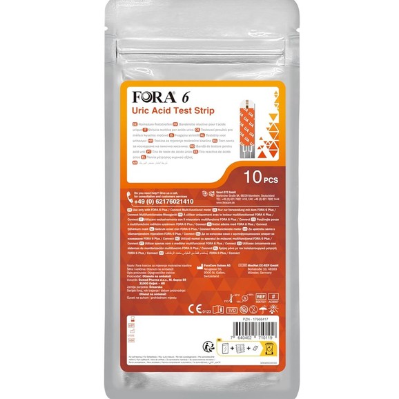 Fora 6 Uric Acid Test Strips 10 Τεμάχια