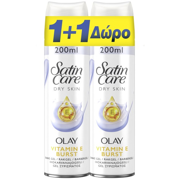 Gillette Πακέτο Προσφοράς Satin Care Olay Vitamin E Burst Shave Gel 2x200ml