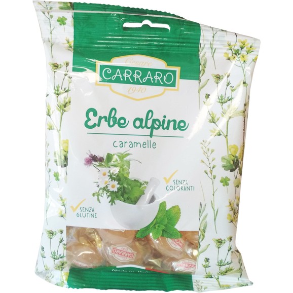 Carraro Caramelle Erbe Alpine Καραμέλες για το Λαιμό με Αλπικά Βότανα 100gr