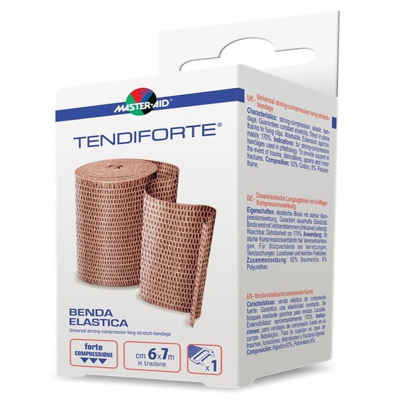 Master Aid Tendiforte Benda Elastica Universal Strong-Compression Long Stretch Bandage 1 Τεμάχιο - 6cm x 7m