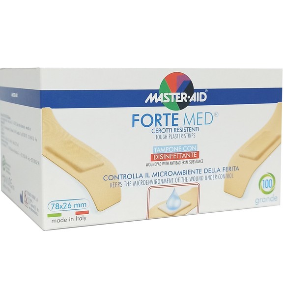 Master Aid Forte Med Tough Plaster Strips Μπεζ Grande 78x26mm 100 Τεμάχια
