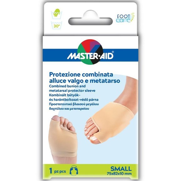 Master Aid Combined Bunion & Metatarsal Protector Sleeve 1 Τεμάχιο - Small 75x82x10mm