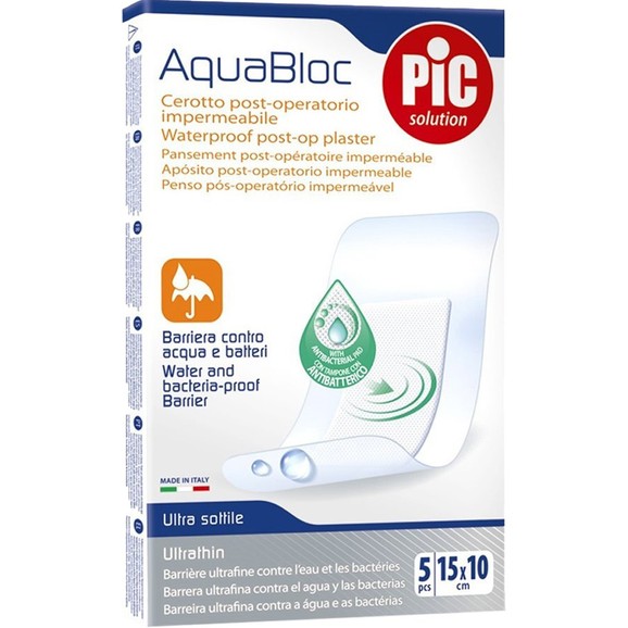 Pic Solution Aquabloc Waterproof Post-Op Plaster 5 Τεμάχια - 15cm x 10cm