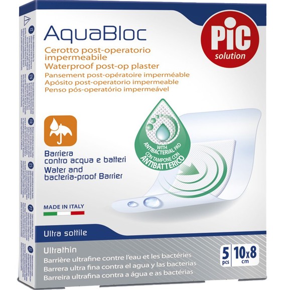 Pic Solution Aquabloc Waterproof Post-Op Plaster 5 Τεμάχια - 10cm x 8cm