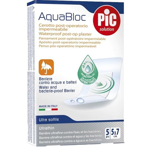 Pic Solution Aquabloc Waterproof Post-Op Plaster 5 Τεμάχια - 5cm x 7cm