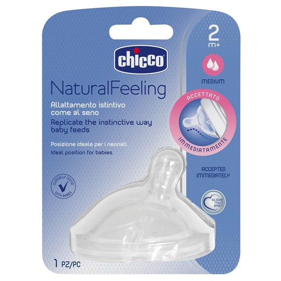 Chicco Natural Feeling 2m+ Slow Flow Teat 1 Τεμάχιο