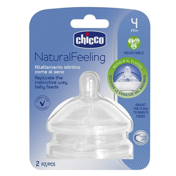 Chicco Natural Feeling 4m+ Adjustable Flow Teats 2 Τεμάχια