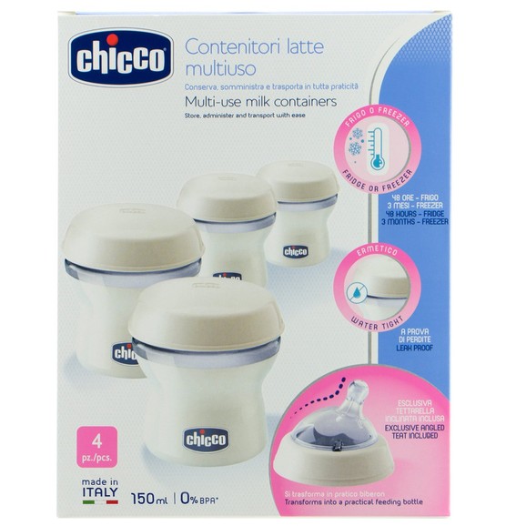 Chicco Multi-Use Milk Containers 4x150ml