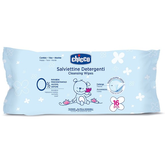 Chicco Cleansing Wipes With Lotus Water 16 Τεμάχια