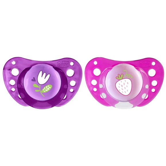 Chicco Silicone Soother Physio Forma Air 16-36m 2 Τεμάχια - Μωβ/ Ροζ