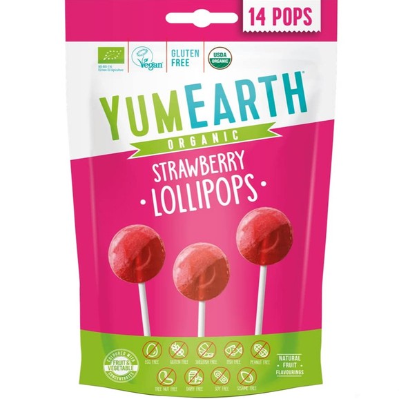 YumEarth Organic Strawberry Lollipops 14 Τεμάχια