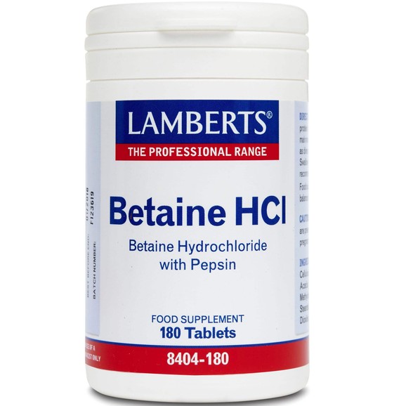 Lamberts Betaine HCI 324mg/Pepsin 5mg 180 tabs Lamberts Betaine HCI 324mg/Pepsin 5mg 180 tabs