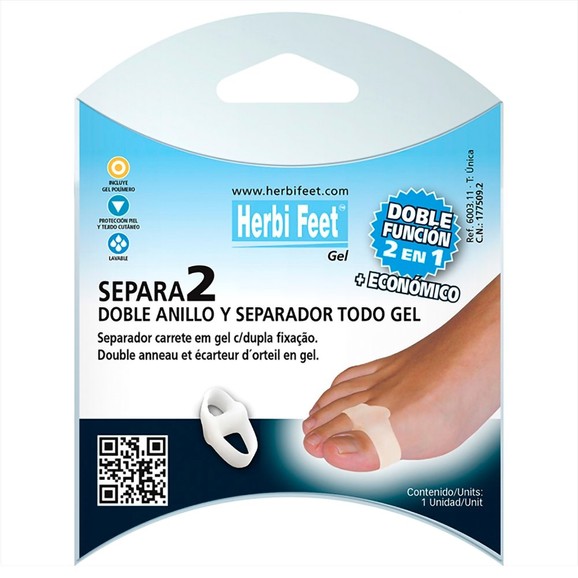 Herbi Feet Separa Double Ring & Toe Seperator Μπεζ One Size 1 Τεμάχιο