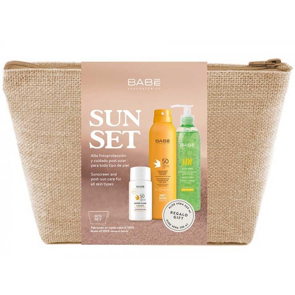 Babe Promo Sun Set Super Fluid Face Sunscreen with Hyaluronic Acid Spf50, 50ml & Transparent Body Sunscreen Spf50 Wet Skin 200ml & Δώρο 100% Aloe Gel 300ml