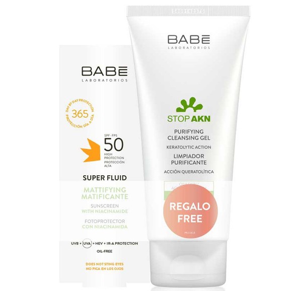 Babe Πακέτο Προσφοράς Super Fluid Mattifying Face Sunscreen Spf50, 50ml & Δώρο Stop Akn Purifying Cleansing Gel 100ml