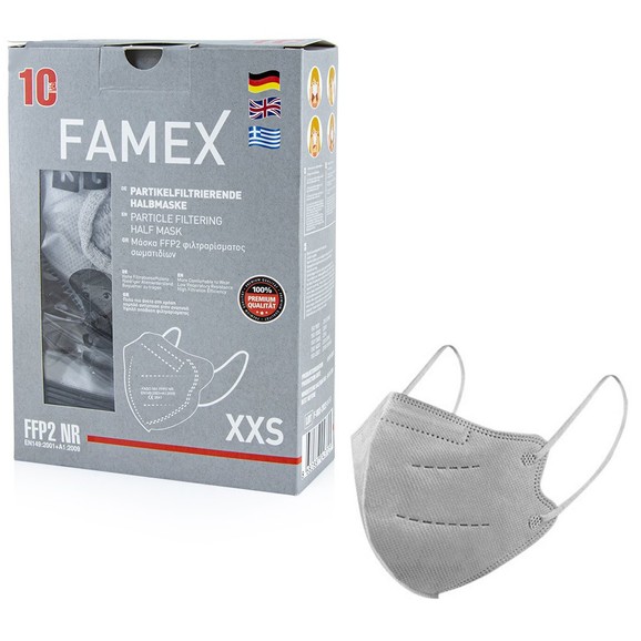 Famex Kids Mask FFP2 NR XXS 10 Τεμάχια - Γκρι