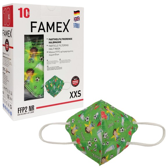 Famex Mask Kids Goal Παιδικές Μάσκες Προστασίας μιας Χρήσης FFP2 NR Γκολ 10 Τεμάχια