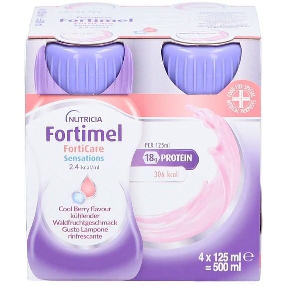 Nutricia Fortimel Forticare Sensations 2,4 kcal/ml Cool Berry Flavour 4x125ml