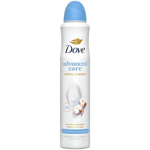 Dove Advanced Care 72h Soothes & Repairs Fresh Cotton & Sea Minerals Scent 150ml