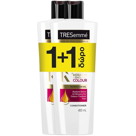 TRESemme Πακέτο Προσφοράς Keratin Smooth Colour Conditioner with Moroccan Oil 2x400ml 1+1 Δώρο