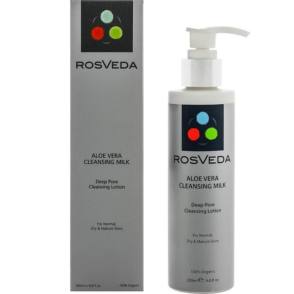 RosVeda Aloe Vera Cleansing Milk 100% Φυτική Σύνθεση, Γαλάκτωμα για Βαθύ Καθαρισμό της Επιδερμίδας με Aloe Vera 200ml