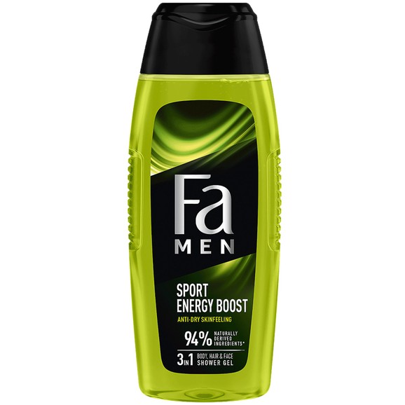 Fa Men Sport Energy Boost 3 in 1 Shower Gel for Body, Hair & Face 400ml