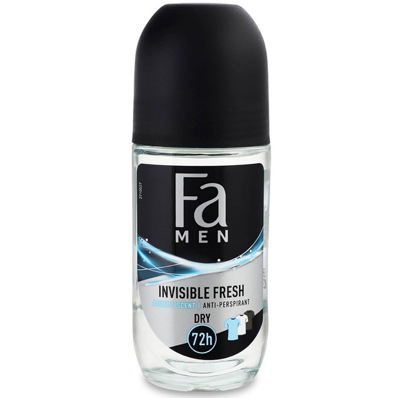 Fa Men Invisible Fresh Anti Persprirant Roll on Deo 72h Protection with Fresh Masculine Scent 50ml