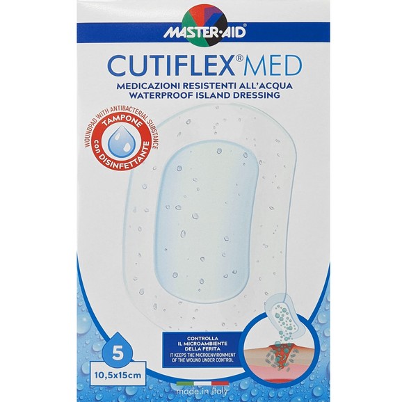 Master Aid Cutiflex Med Waterproof Island Dressing 10.5x15cm 5 Τεμάχια