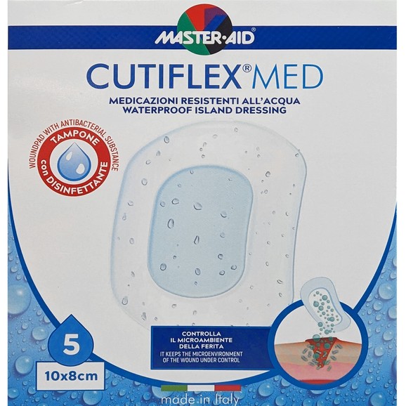 Master Aid Cutiflex Med Waterproof Island Dressing 10x8cm 5 Τεμάχια