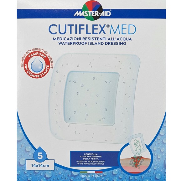 Master Aid Cutiflex Med Waterproof Island Dressing 14x14cm 5 Τεμάχια
