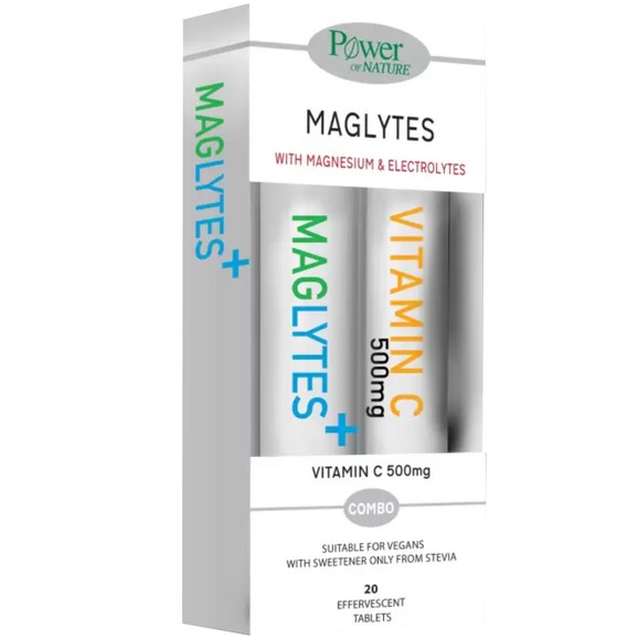 Power Health Maglytes with Magnesium - Electrolytes 20 Effer.tabs & Vitamin C 500mg 20 Effer.tabs