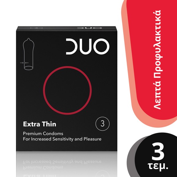 Duo Extra Thin Λεπτό Προφυλακτικό Για Μεγαλύτερη Αίσθηση & Ευχαρίστηση 3 τεμάχια