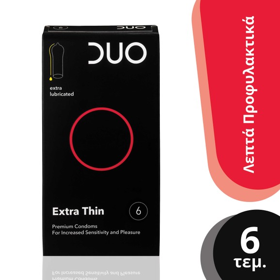 Duo Extra Thin Λεπτό Προφυλακτικό Για Μεγαλύτερη Αίσθηση Και Ευχαρίστηση 6τεμ Duo Extra Thin Λεπτό Προφυλακτικό Για Μεγαλύτερη Αίσθηση Και Ευχαρίστηση 6τεμ