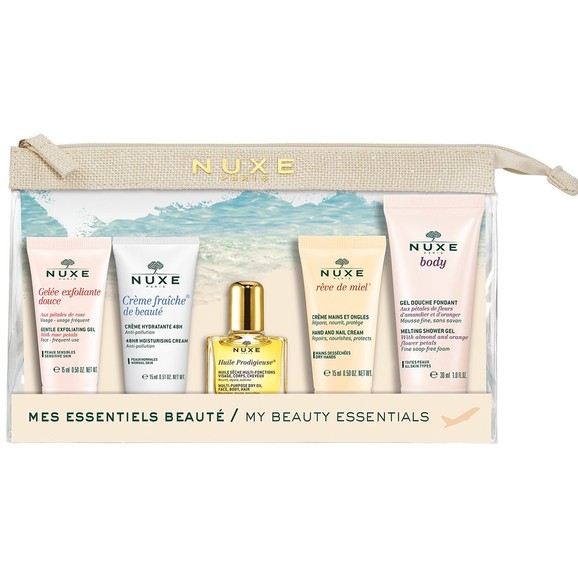 Δώρο Nuxe Travel Kit Gelee Exfoliante Douce 15ml,Creme Fraiche 15ml,Huile Prodigieuse 10ml,Reve De Miel Hand 15ml,Body Gel 30ml