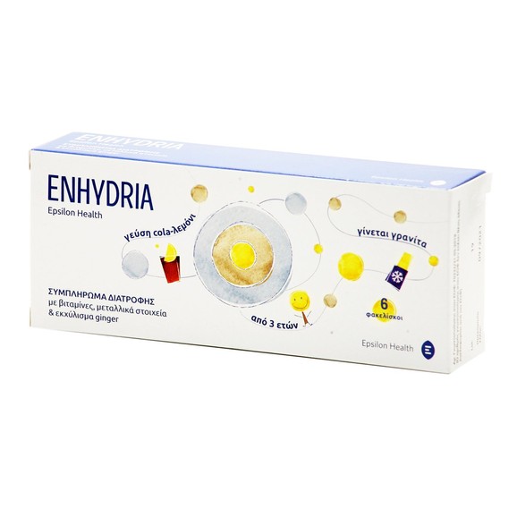 Enhydria Συμπλήρωμα Διατροφής για την Μείωση της Κόπωσης, με Βιταμίνες, Μεταλλικά Στοιχεία & Εκχύλισμα Ginger 6 Sach. x 15ml