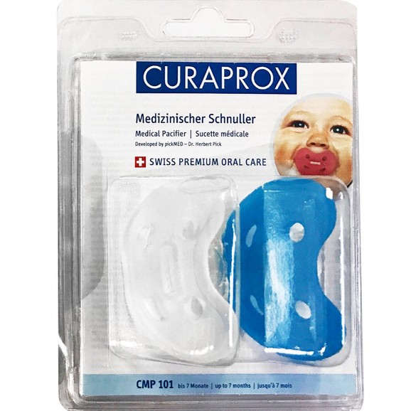 Curaprox CMP 101 Medical Silicone Pacifiere 0-7m 2 Τεμάχια - Μπλε / Διάφανο