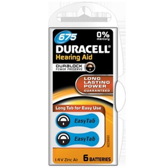 Duracell HEARING AID BATTERY WITH EASYTAB 675