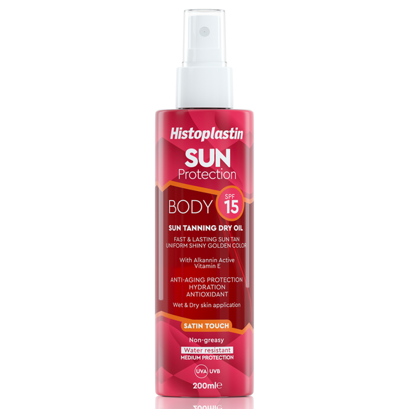 Histoplastin Sun Protection Body Spf15 Sun Tanning Dry Oil Satin Touch 200ml