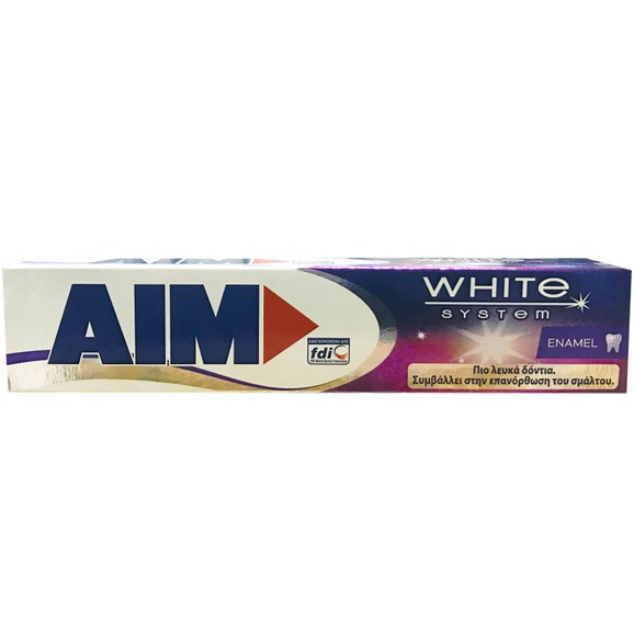 Aim White System Enamel Οδοντόκρεμα για Πιο Λευκά Δοντιά & Διατήρηση της Καλής Υγείας του Σμάλτου 75ml