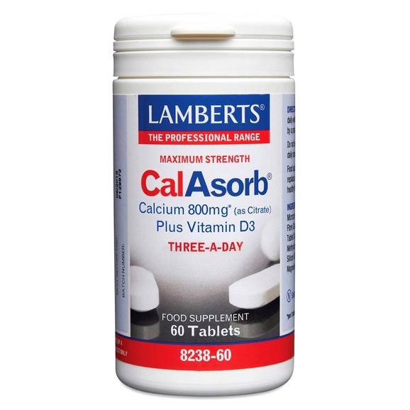Lamberts CalAsorb Calcium & Vitamin D3 Ασβέστιο σε Κιτρική Μορφή 800mg σε Συνδυασμό με Βιταμίνη D3 για Μέγιστη Απορρόφηση 60tabs Lamberts CalAsorb Calcium & Vitamin D3 Ασβέστιο σε Κιτρική Μορφή 800mg σε Συνδυασμό με Βιταμίνη D3 για Μέγιστη Απορρόφηση 60tabs