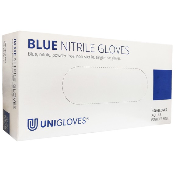 Unigloves Blue Nitrile Gloves 100 Τεμάχια