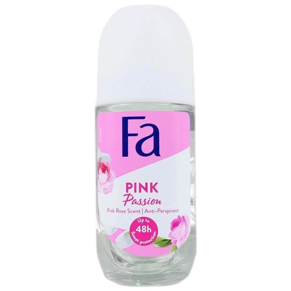 Fa Pink Passion 48h Anti Persprirant Deodorant Roll on with Pink Rose Scent 50ml